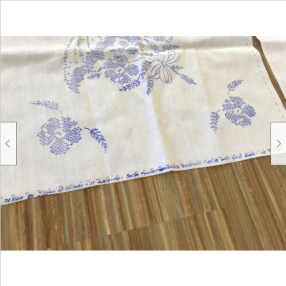 Floral Parasol Bouquet Artex Tri-Chem Pre-Printed Fabric for Embroidery or Paint - Picture 2 of 3